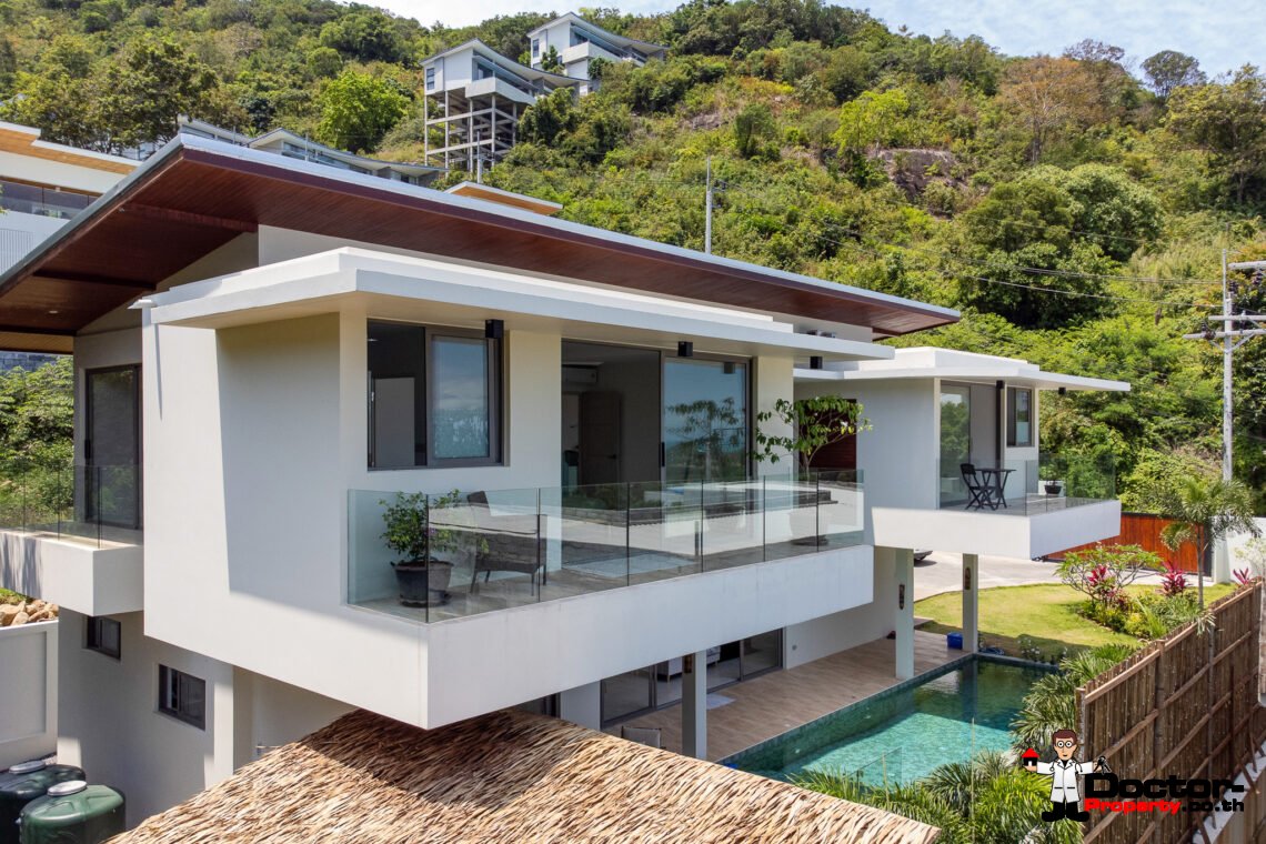 3 Bedroom Pool Villa with Partial Sea View in Bo Phut, Koh Samui – For Sale