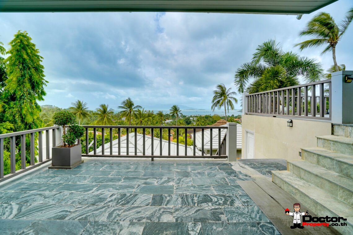Spacious 3 Bedroom Pool Villa with Sea View in Bang Rak, Koh Samui – For Sale