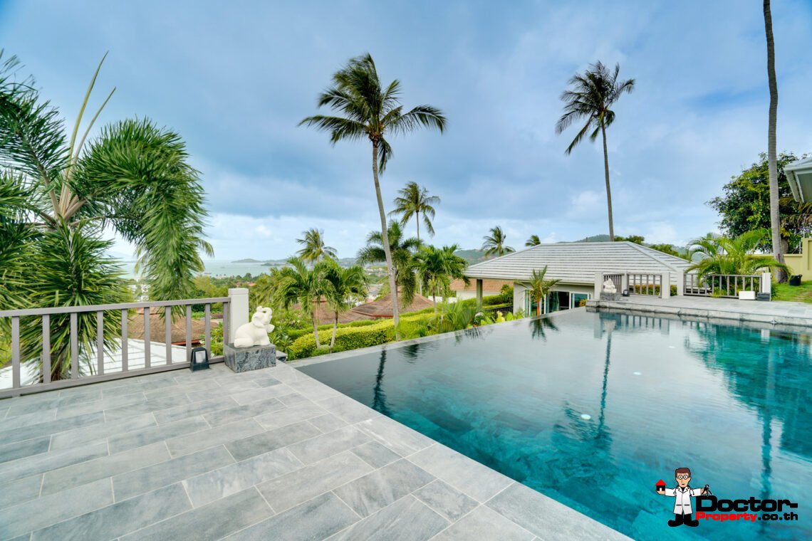 Spacious 3 Bedroom Pool Villa with Sea View in Bang Rak, Koh Samui – For Sale