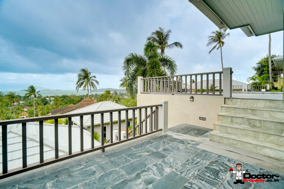 Spacious 3 Bedroom Pool Villa with Sea View in Bang Rak, Koh Samui – For Sale