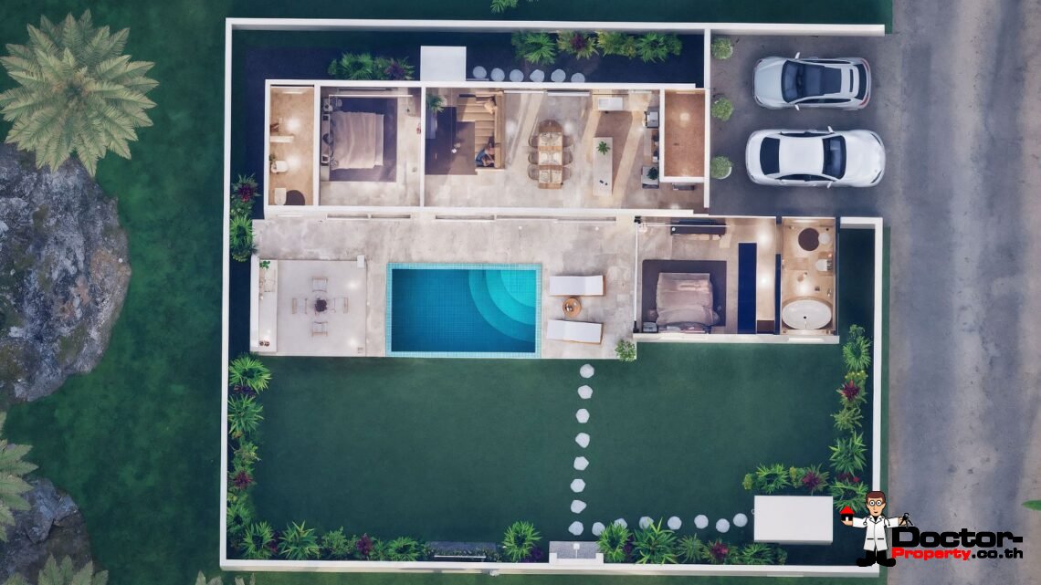 2 Bedroom Tropical Villa with Garden View in Mae Nam, Koh Samui – For Sale