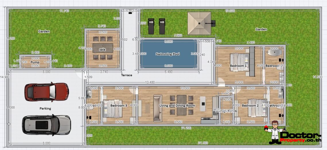 3 Bedroom Tropical Villa with Garden View in Mae Nam, Koh Samui – For Sale