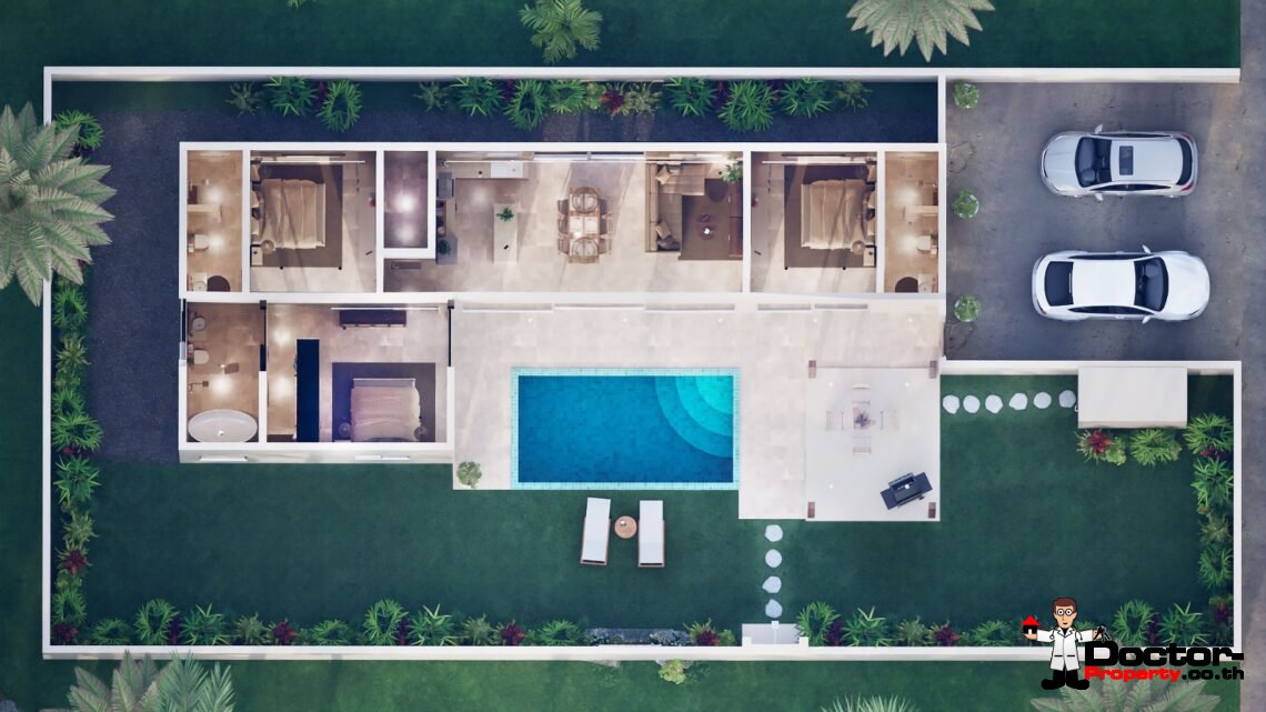 3 Bedroom Tropical Villa with Garden View in Mae Nam, Koh Samui – For Sale