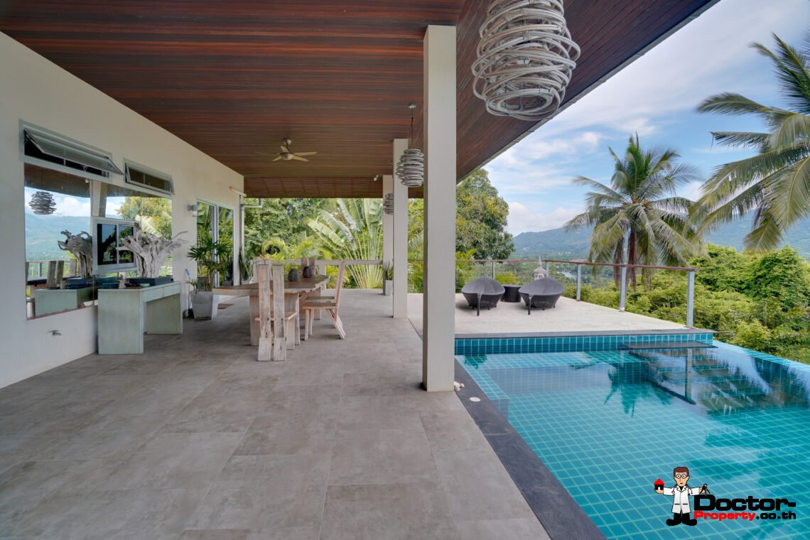 Tropical 2 Bedroom Pool Villa with Sea View in Laem Set, Koh Samui – For Sale