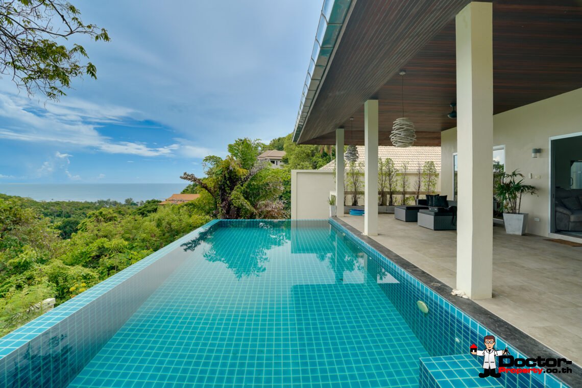 Tropical 2 Bedroom Pool Villa with Sea View in Laem Set, Koh Samui – For Sale