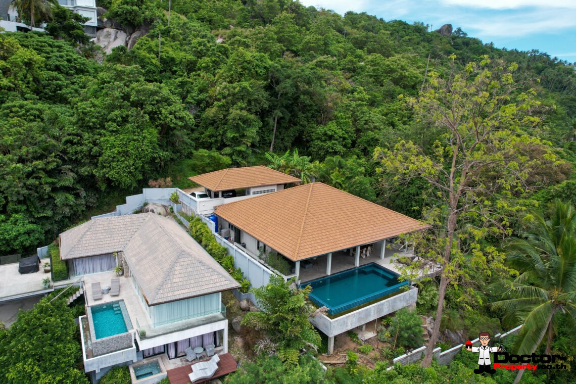 Tropical 2 Bedroom Pool Villa with Sea View in Laem Set, Koh Samui – For Sale