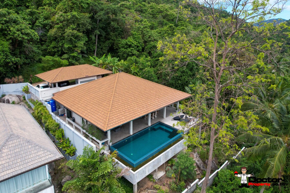 Tropical 2 Bedroom Pool Villa with Sea View in Laem Set, Koh Samui – For Sale