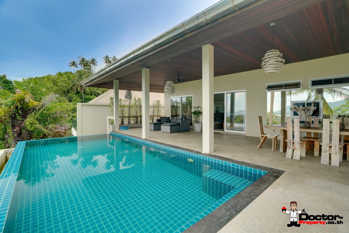 Tropical 2 Bedroom Pool Villa with Sea View in Laem Set, Koh Samui – For Sale