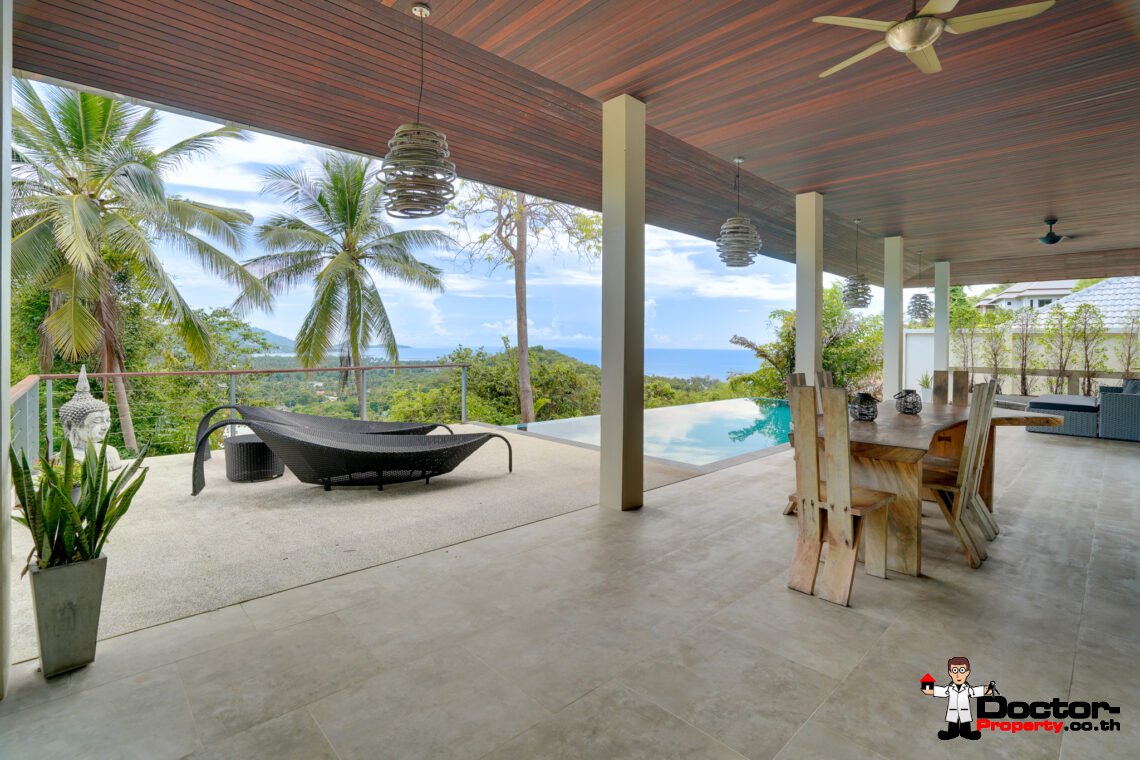 Tropical 2 Bedroom Pool Villa with Sea View in Laem Set, Koh Samui – For Sale