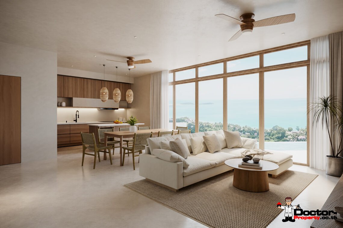3 Bedroom Pool Villa with Partial Sea View in Bo Phut, Koh Samui – For Sale