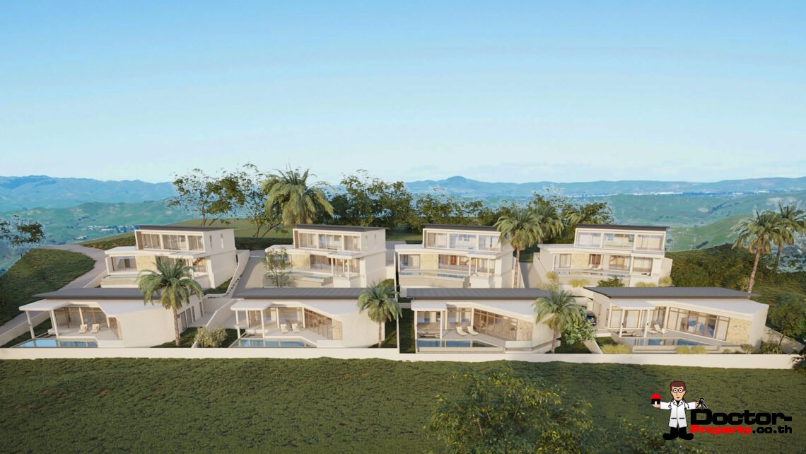 3 Bedroom Pool Villa with Partial Sea View in Bo Phut, Koh Samui – For Sale