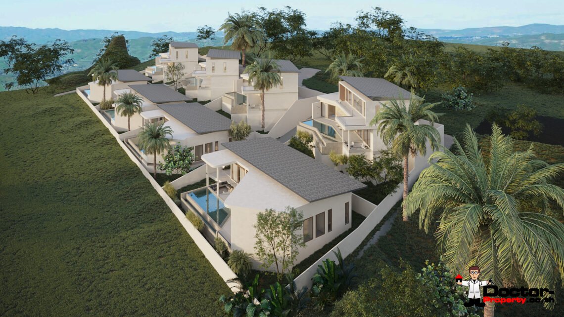 3 Bedroom Pool Villa with Partial Sea View in Bo Phut, Koh Samui – For Sale