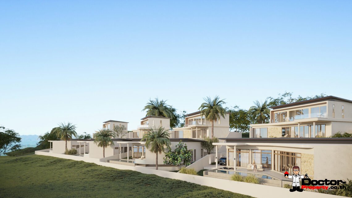 3 Bedroom Pool Villa with Partial Sea View in Bo Phut, Koh Samui – For Sale