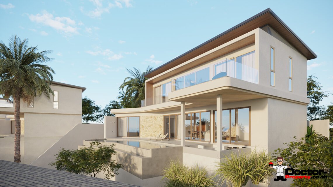 4 Bedroom Pool Villa with Partial Sea View in Bo Phut, Koh Samui – For Sale