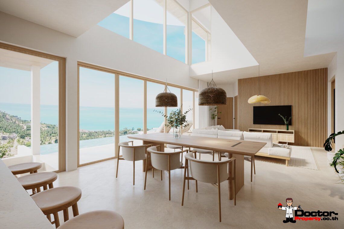 4 Bedroom Pool Villa with Partial Sea View in Bo Phut, Koh Samui – For Sale
