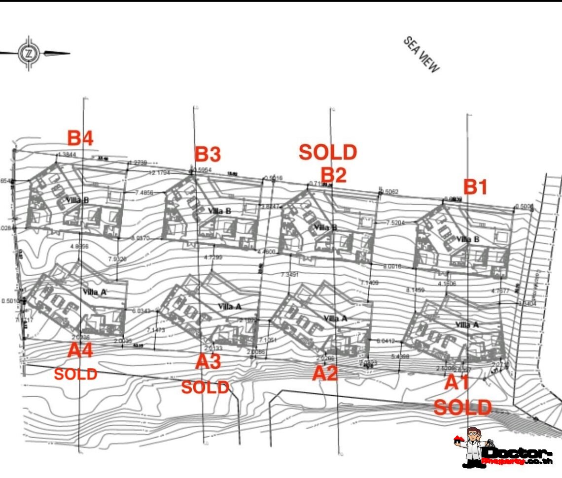 4 Bedroom Pool Villa with Partial Sea View in Bo Phut, Koh Samui – For Sale