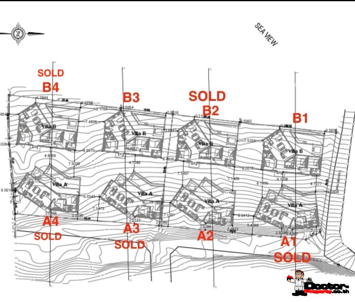 4 Bedroom Pool Villa with Partial Sea View in Bo Phut, Koh Samui – For Sale