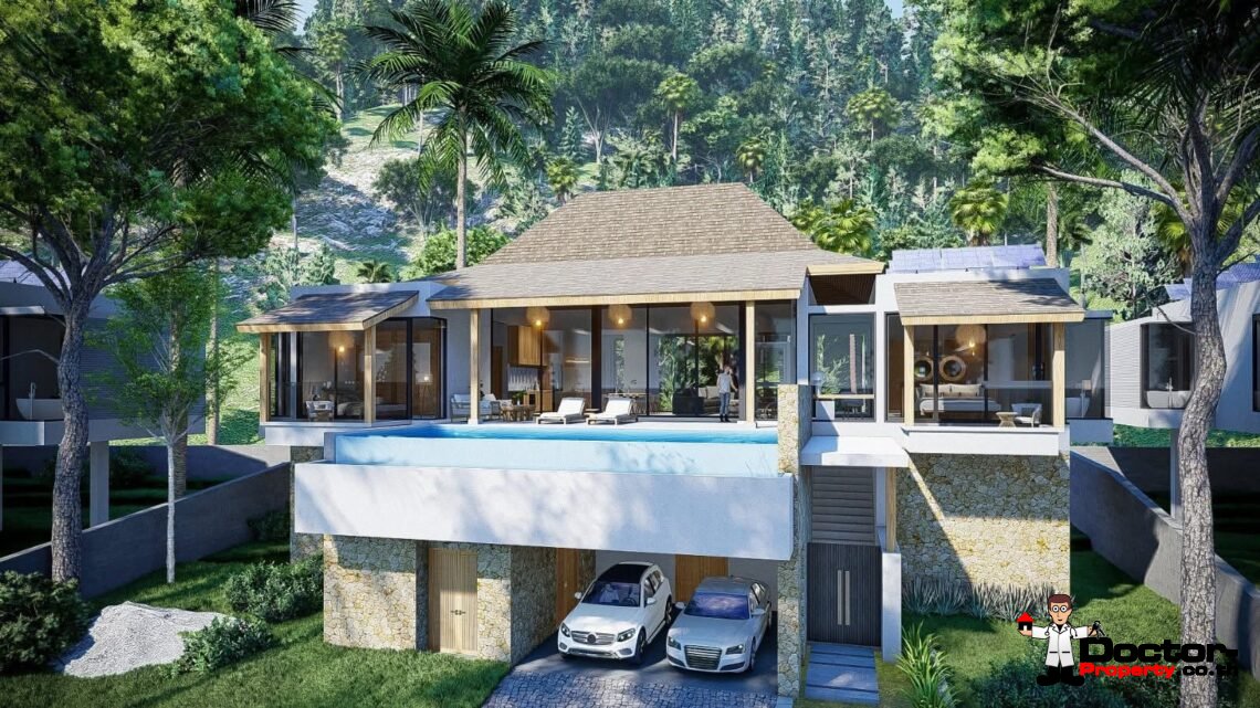Spacious 3 Bedroom Pool Villa with Sea View in Mae Nam, Koh Samui – For Sale
