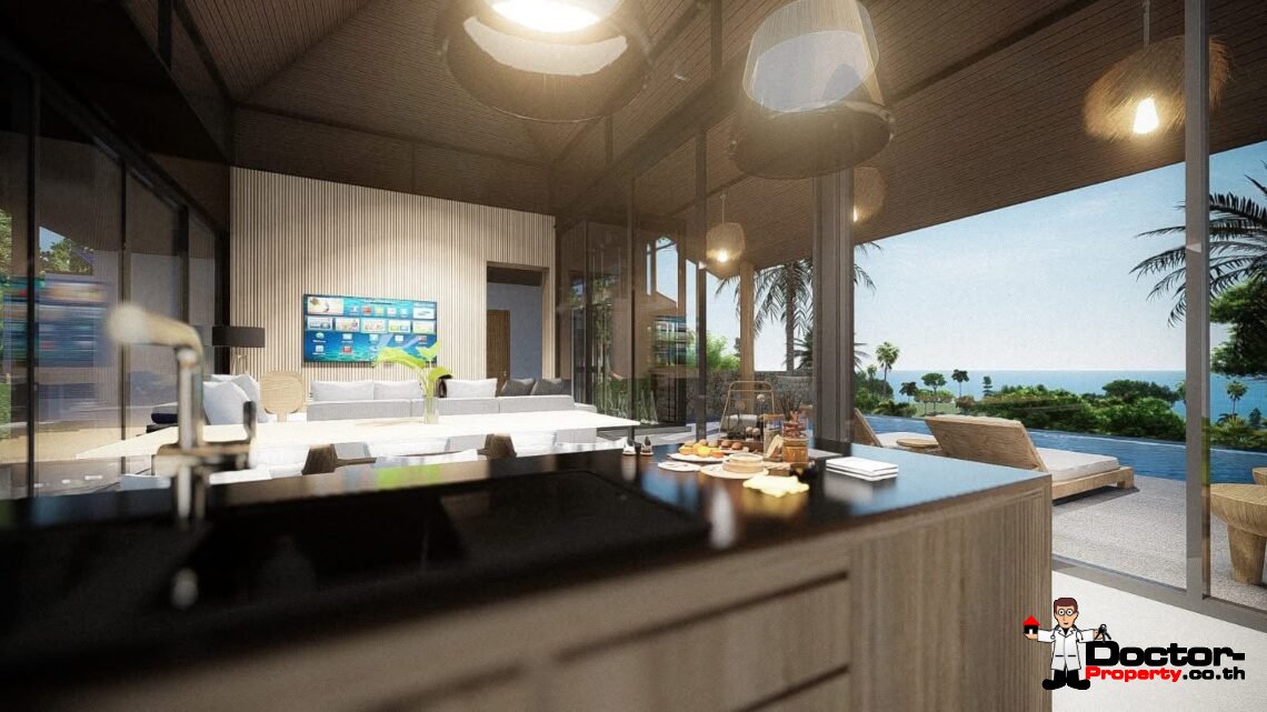 Spacious 3 Bedroom Pool Villa with Sea View in Mae Nam, Koh Samui – For Sale