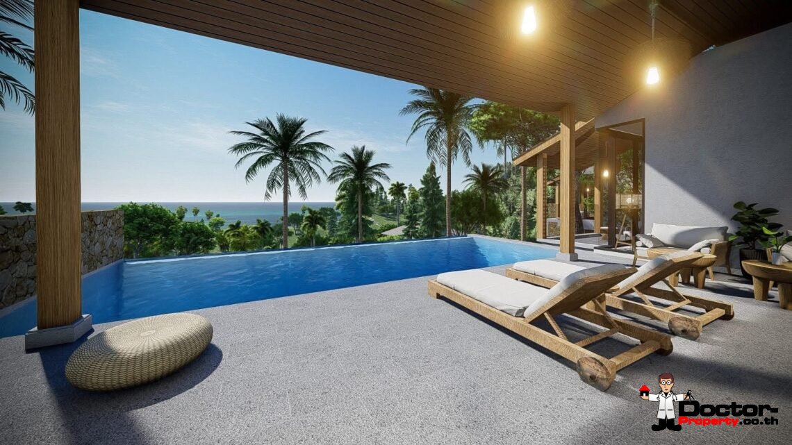 Spacious 3 Bedroom Pool Villa with Sea View in Mae Nam, Koh Samui – For Sale