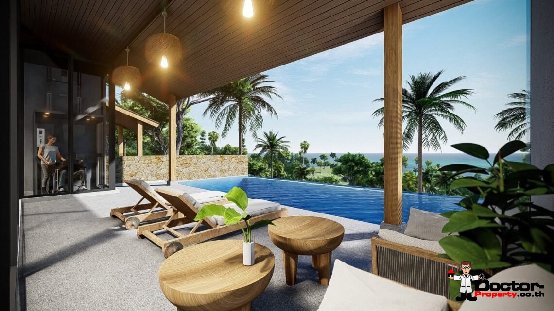 Spacious 3 Bedroom Pool Villa with Sea View in Mae Nam, Koh Samui – For Sale