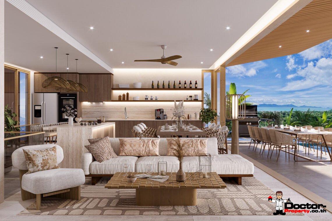 New 4 Bedroom Pool Villa with Sea View in Bo Phut, Koh Samui – For Sale