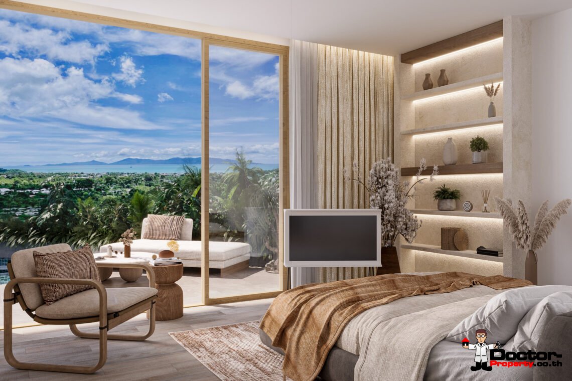 New 4 Bedroom Pool Villa with Sea View in Bo Phut, Koh Samui – For Sale