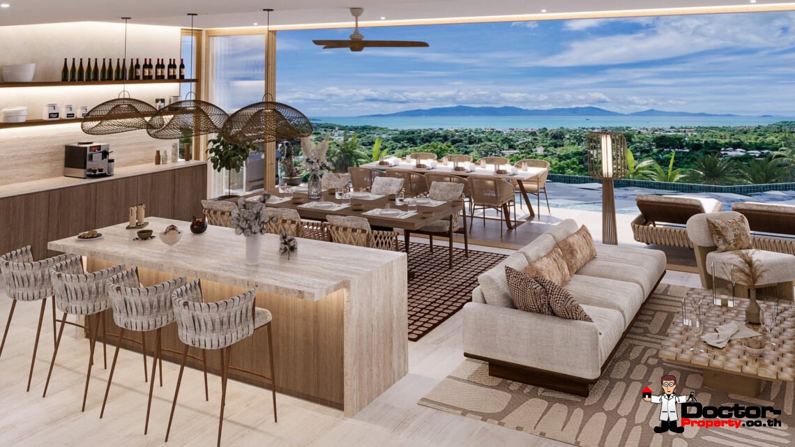 New 4 Bedroom Pool Villa with Sea View in Bo Phut, Koh Samui – For Sale