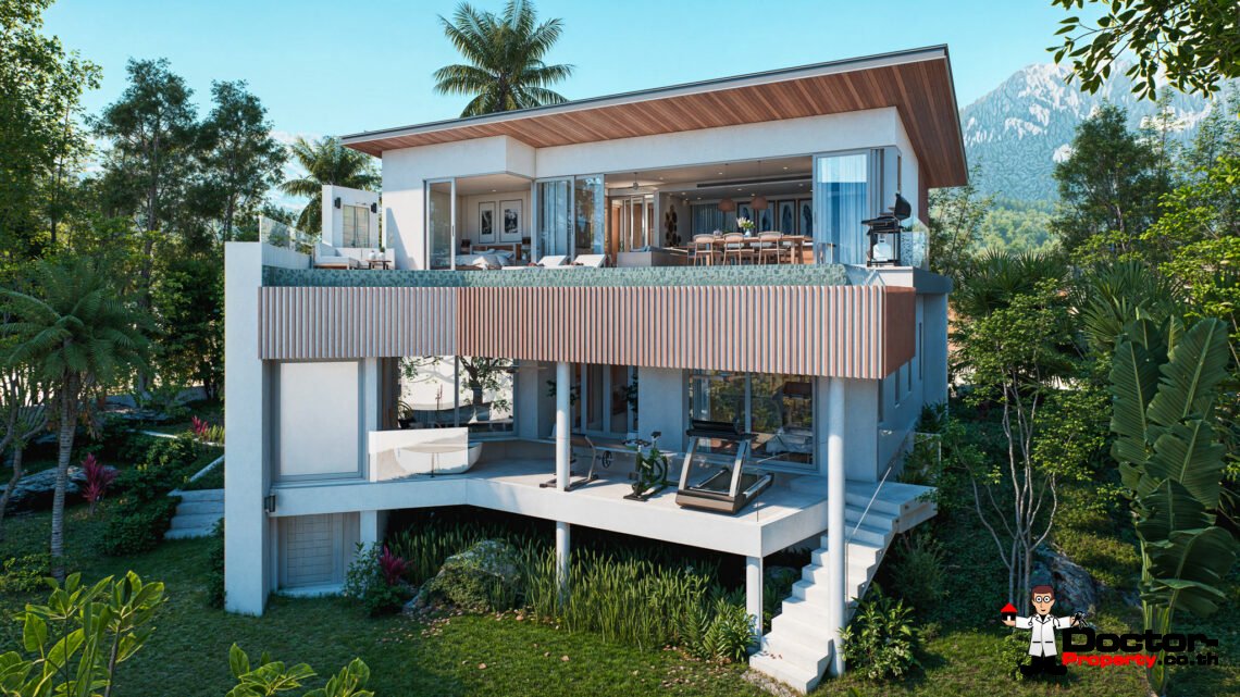 New 4 Bedroom Pool Villa with Sea View in Bo Phut, Koh Samui – For Sale