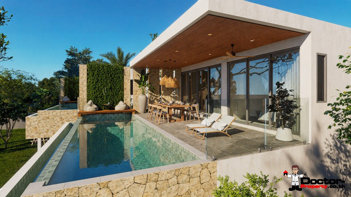 New 4 Bedroom Pool Villa with Sea View in Lamai, Koh Samui – For Sale