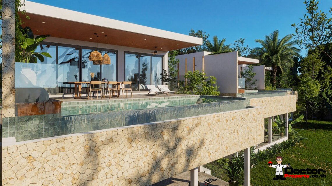 New 4 Bedroom Pool Villa with Sea View in Lamai, Koh Samui – For Sale