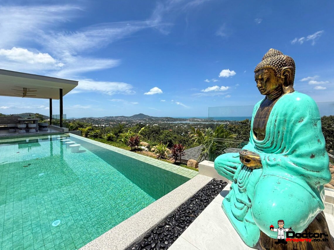 New 5 Bedroom Luxury Pool Villa with Sea View in Chaweng, Koh Samui – For Sale