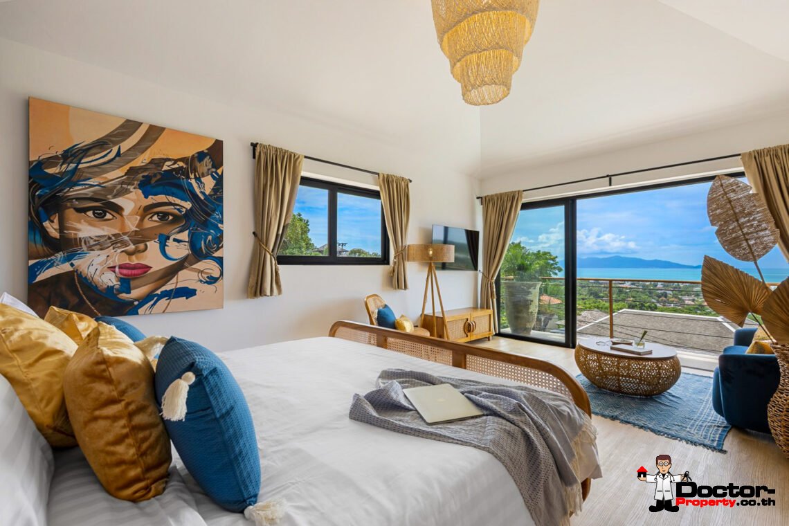New Luxury 5 Bedroom Pool Villa with Sea View in Bo Phut, Koh Samui – For Sale