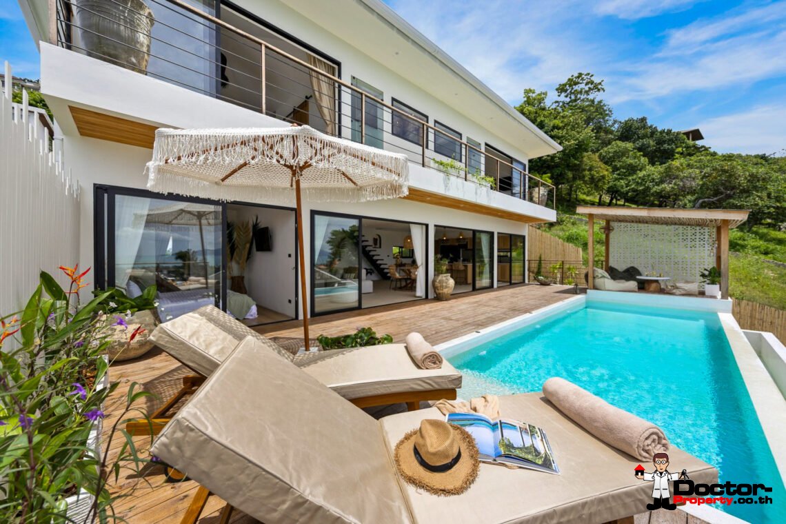 New Luxury 5 Bedroom Pool Villa with Sea View in Bo Phut, Koh Samui – For Sale
