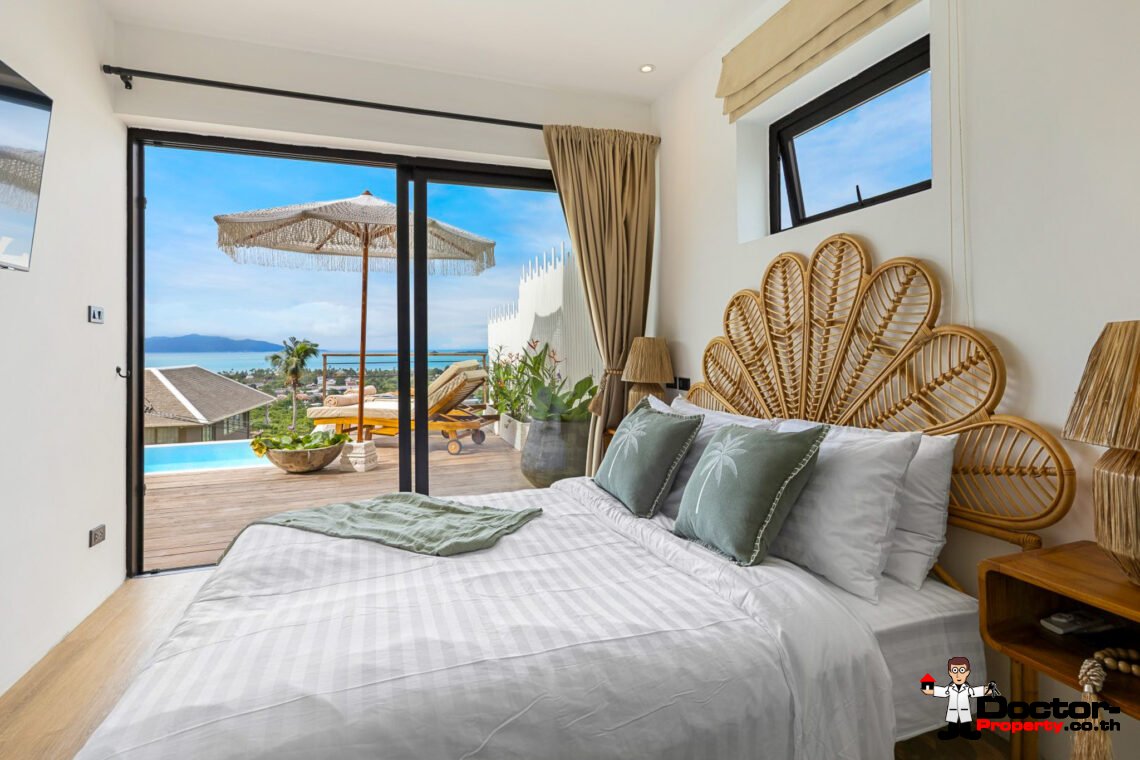 New Luxury 5 Bedroom Pool Villa with Sea View in Bo Phut, Koh Samui – For Sale