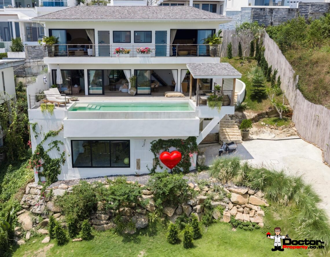 New Luxury 5 Bedroom Pool Villa with Sea View in Bo Phut, Koh Samui – For Sale