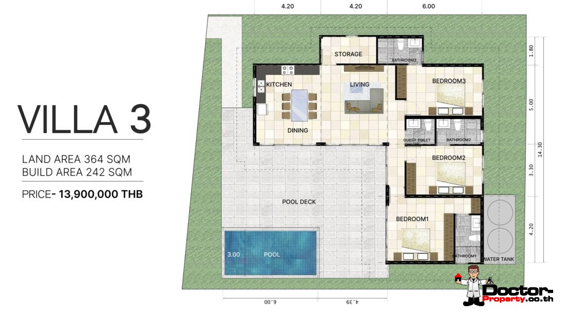 2 Bedroom Private Pool Villa in Choeng Mon, Koh Samui – For Sale