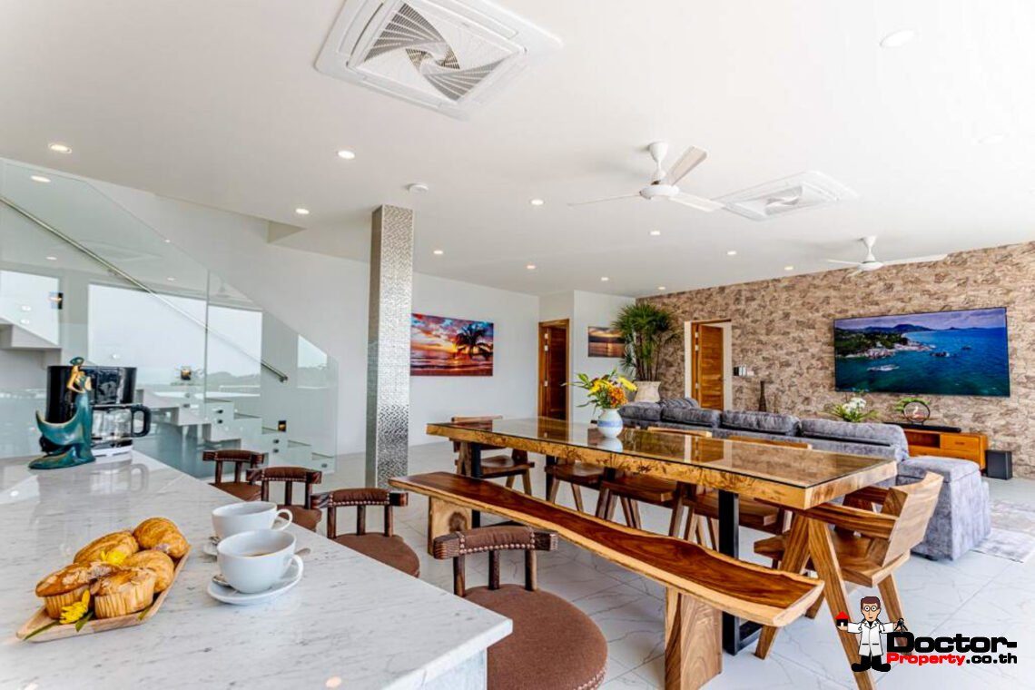 New Luxury 7 Bedroom Pool Villa with Stunning Sea View in Bo Phut, Koh Samui – For Sale
