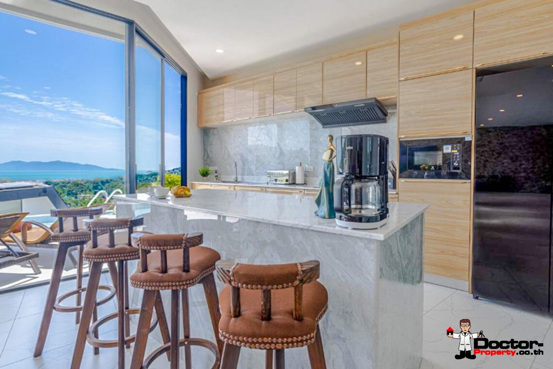 New Luxury 7 Bedroom Pool Villa with Stunning Sea View in Bo Phut, Koh Samui – For Sale