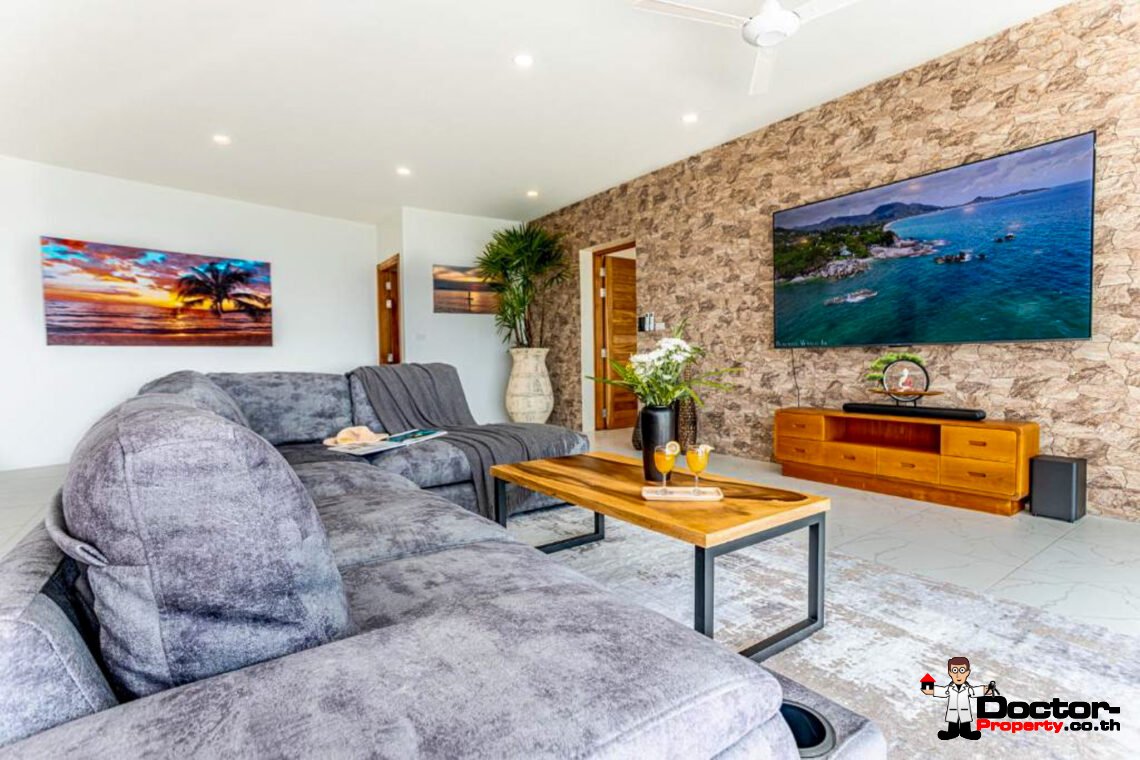 New Luxury 7 Bedroom Pool Villa with Stunning Sea View in Bo Phut, Koh Samui – For Sale