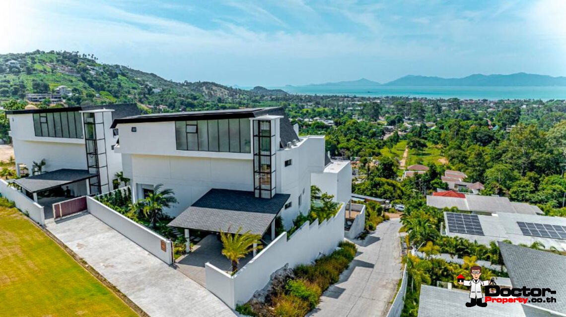 New Luxury 7 Bedroom Pool Villa with Stunning Sea View in Bo Phut, Koh Samui – For Sale