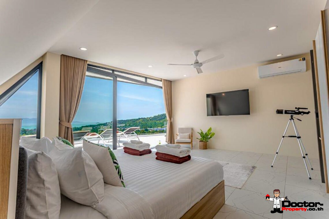 New Luxury 7 Bedroom Pool Villa with Stunning Sea View in Bo Phut, Koh Samui – For Sale