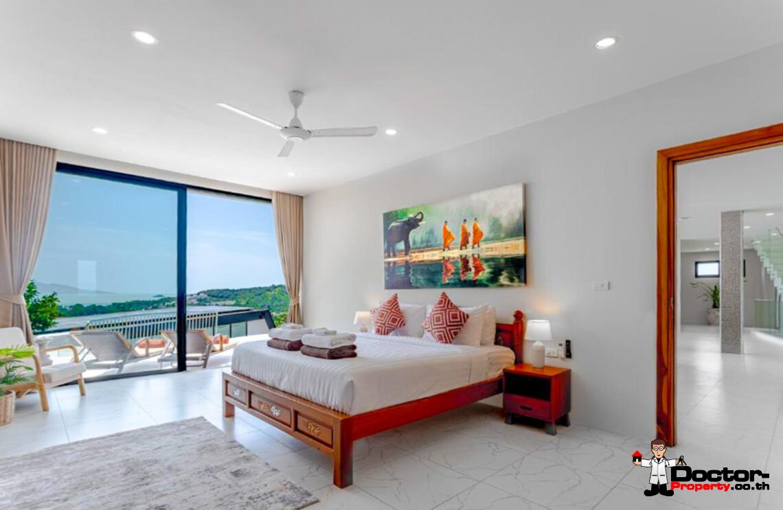 New Luxury 7 Bedroom Pool Villa with Stunning Sea View in Bo Phut, Koh Samui – For Sale