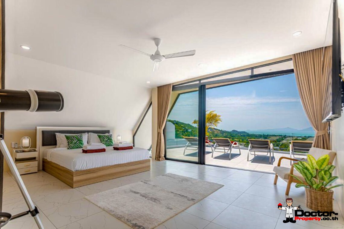 New Luxury 7 Bedroom Pool Villa with Stunning Sea View in Bo Phut, Koh Samui – For Sale