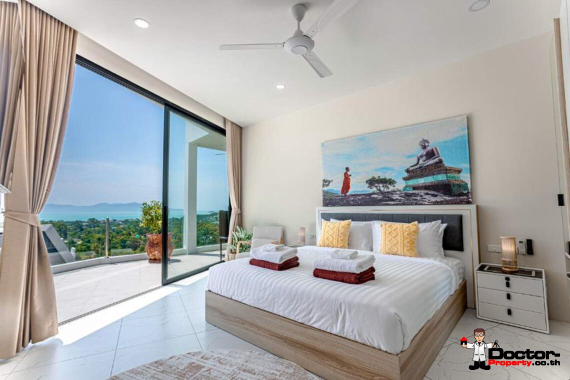 New Luxury 7 Bedroom Pool Villa with Stunning Sea View in Bo Phut, Koh Samui – For Sale