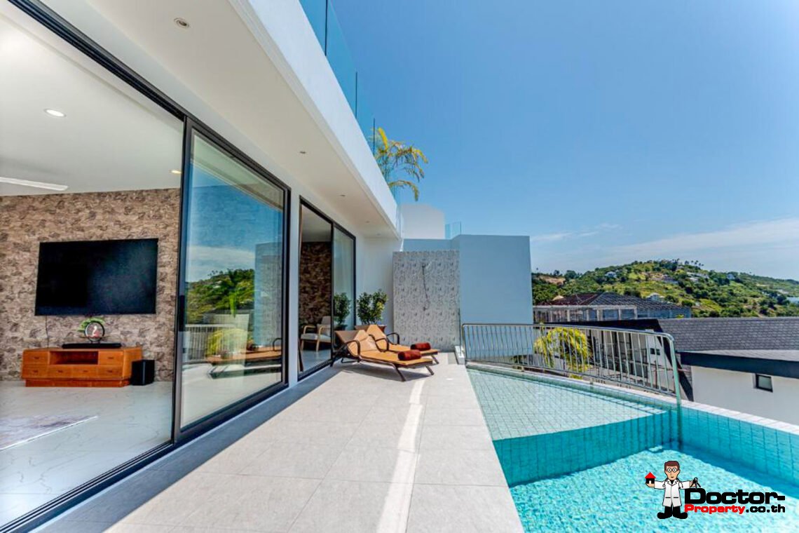 New Luxury 7 Bedroom Pool Villa with Stunning Sea View in Bo Phut, Koh Samui – For Sale