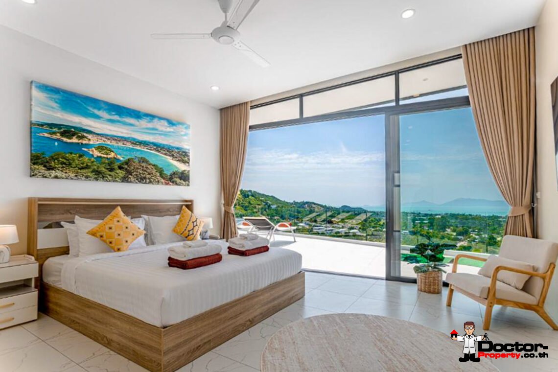New Luxury 7 Bedroom Pool Villa with Stunning Sea View in Bo Phut, Koh Samui – For Sale