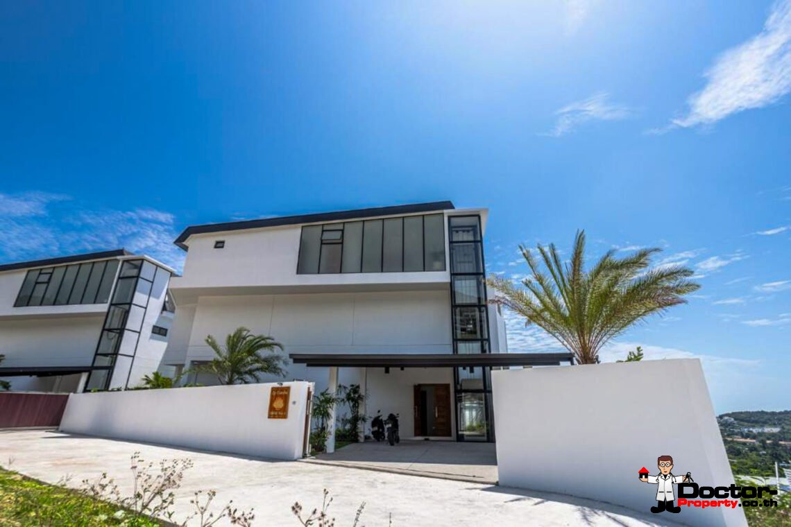 New Luxury 7 Bedroom Pool Villa with Stunning Sea View in Bo Phut, Koh Samui – For Sale
