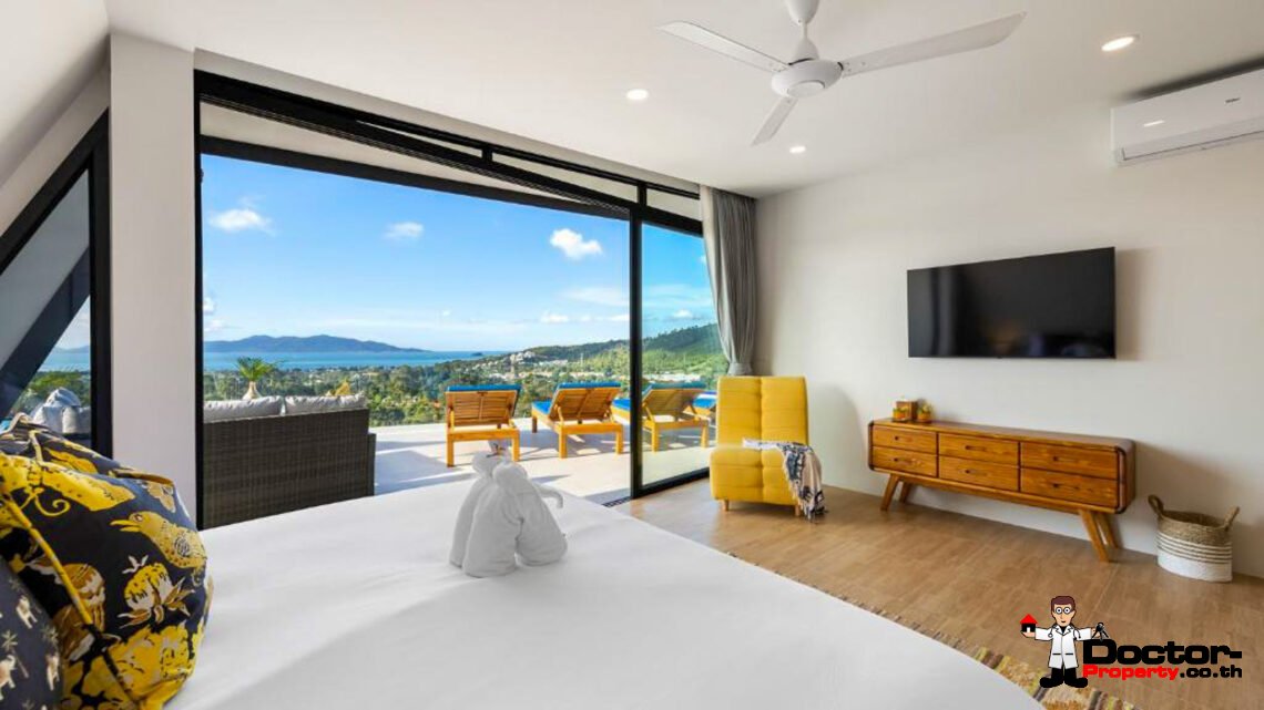 New Luxury 5 Bedroom Pool Villa with Stunning Sea View in Bo Phut, Koh Samui – For Sale