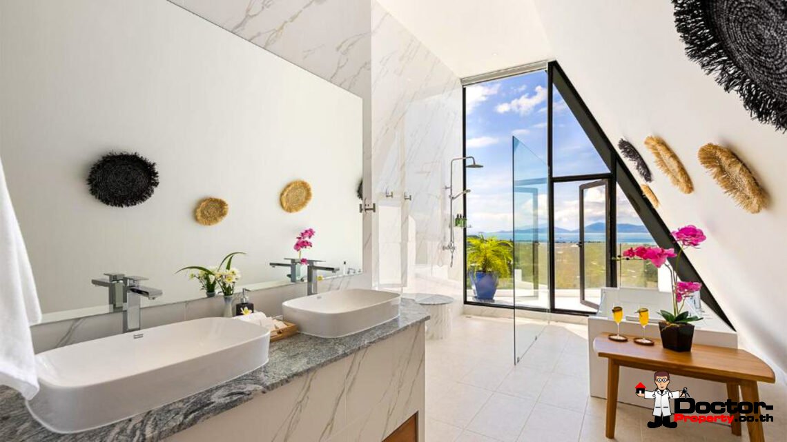 New Luxury 5 Bedroom Pool Villa with Stunning Sea View in Bo Phut, Koh Samui – For Sale